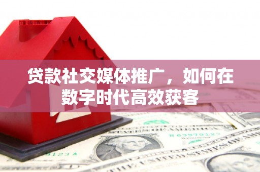 绥阳贷款社交媒体推广，如何在数字时代高效获客