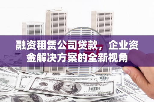 绥阳融资租赁公司贷款，企业资金解决方案的全新视角