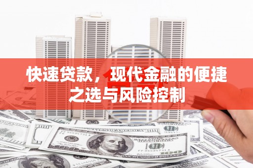 绥阳快速贷款，现代金融的便捷之选与风险控制