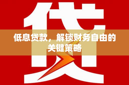 绥阳低息贷款，解锁财务自由的关键策略
