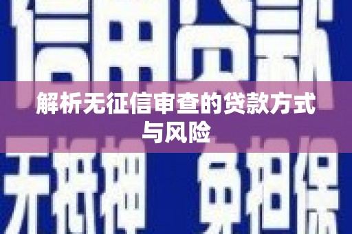 绥阳解析无征信审查的贷款方式与风险